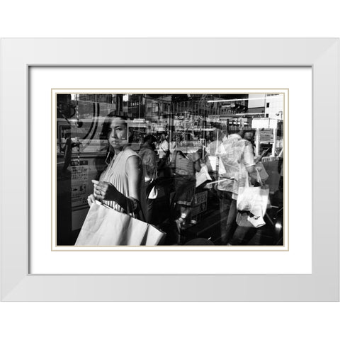 Wired White Modern Wood Framed Art Print with Double Matting by Suzuki, Tatsuo