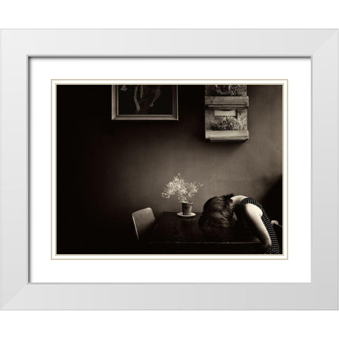 Grief White Modern Wood Framed Art Print with Double Matting by Dirven, Ton
