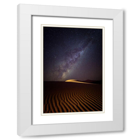 Milky Way Over The Dunes Of Sossusvlei-Namibia White Modern Wood Framed Art Print with Double Matting by Deakin, Karen