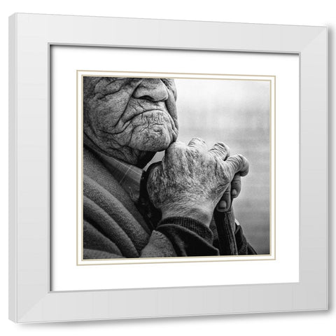 Traces White Modern Wood Framed Art Print with Double Matting by Gomez, Paul