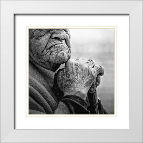 Traces White Modern Wood Framed Art Print with Double Matting by Gomez, Paul