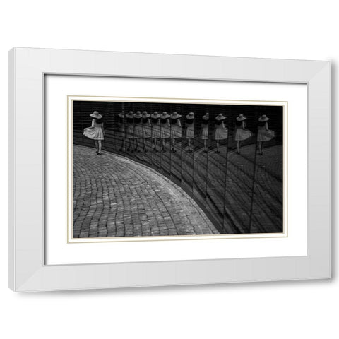 Posing White Modern Wood Framed Art Print with Double Matting by Dong Hee, Han