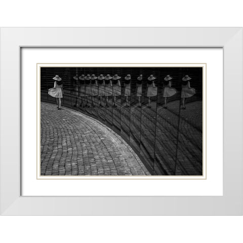 Posing White Modern Wood Framed Art Print with Double Matting by Dong Hee, Han