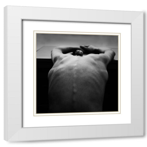 Cochlea White Modern Wood Framed Art Print with Double Matting by Delrue, Mirjam
