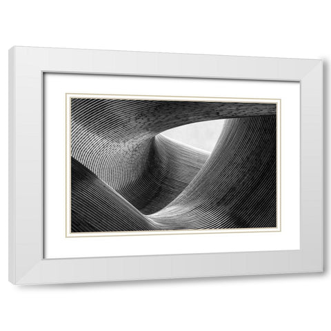 Lines White Modern Wood Framed Art Print with Double Matting by Pfeiffer, Peter