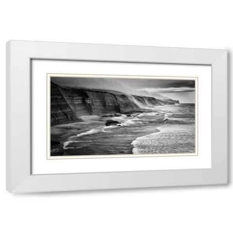 Magoito Beach White Modern Wood Framed Art Print with Double Matting by Tomaz Silva, Filipe
