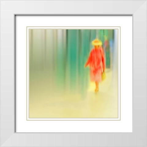 Dame In Rot White Modern Wood Framed Art Print with Double Matting by Ohlendorf, Anette