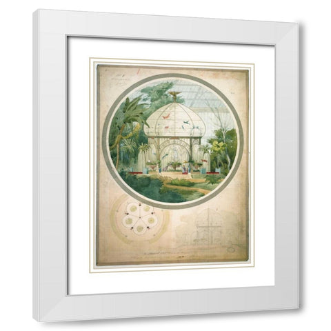 Aviary in a Wintergarden White Modern Wood Framed Art Print with Double Matting by Chancel, Adrien