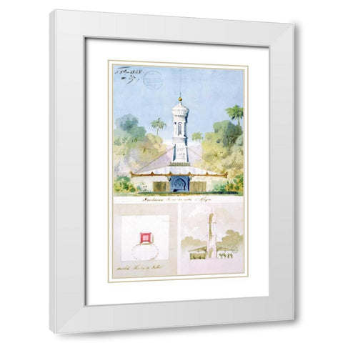 Fountain White Modern Wood Framed Art Print with Double Matting by Ancelet, Gabrielle-August