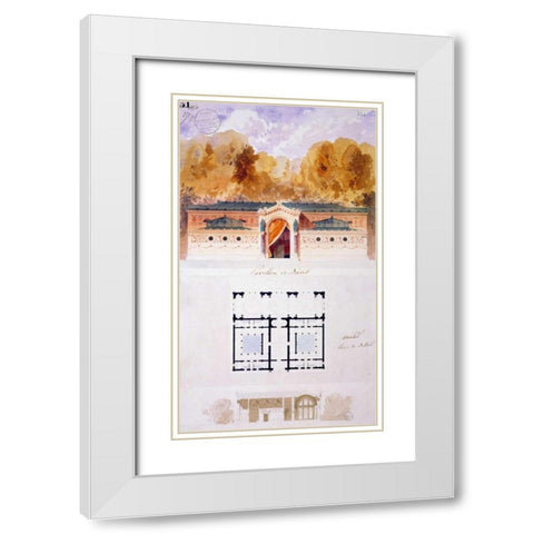 Bathing Pavilion White Modern Wood Framed Art Print with Double Matting by Ancelet, Gabrielle-August