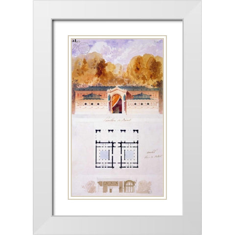 Bathing Pavilion White Modern Wood Framed Art Print with Double Matting by Ancelet, Gabrielle-August