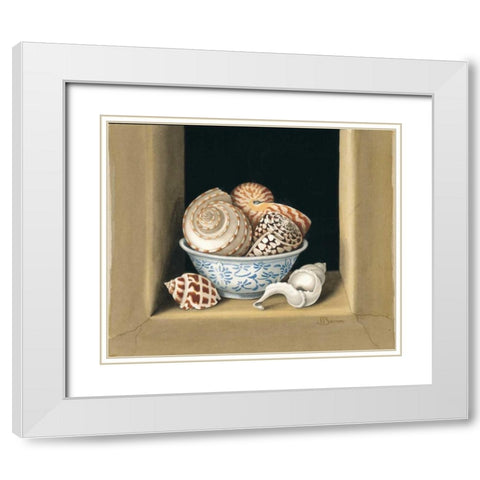 Shells in Bowls I White Modern Wood Framed Art Print with Double Matting by Baron, Jenny