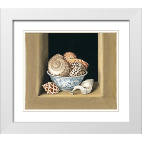 Shells in Bowls I White Modern Wood Framed Art Print with Double Matting by Baron, Jenny