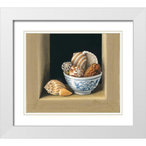 Shells in Bowls, II White Modern Wood Framed Art Print with Double Matting by Baron, Jenny