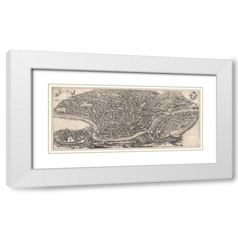 Panoramic View of Rome White Modern Wood Framed Art Print with Double Matting by Merian, Matheus