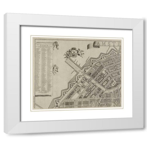 Amsterdam Sectional Map White Modern Wood Framed Art Print with Double Matting by De Broen, Gerrit