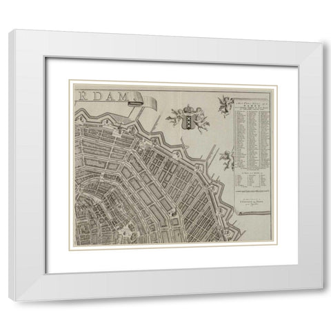 Amsterdam Sectional Map White Modern Wood Framed Art Print with Double Matting by De Broen, Gerrit