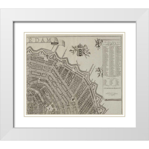 Amsterdam Sectional Map White Modern Wood Framed Art Print with Double Matting by De Broen, Gerrit