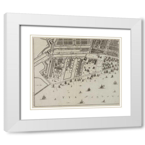 Amsterdam Sectional Map White Modern Wood Framed Art Print with Double Matting by De Broen, Gerrit