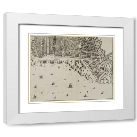 Amsterdam Sectional Map White Modern Wood Framed Art Print with Double Matting by De Broen, Gerrit