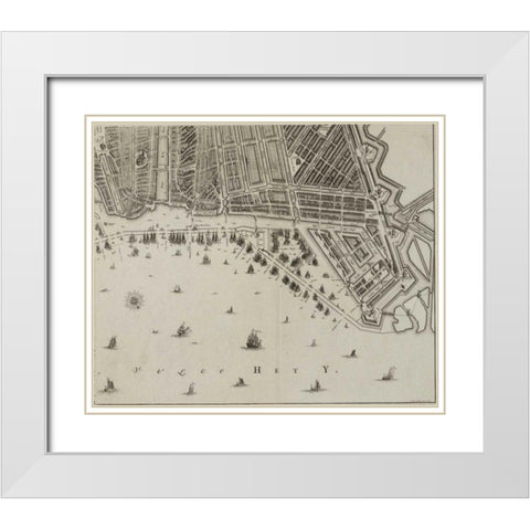 Amsterdam Sectional Map White Modern Wood Framed Art Print with Double Matting by De Broen, Gerrit