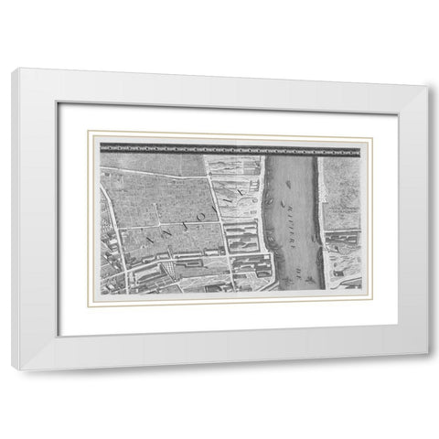Paris 1739 Sectional map White Modern Wood Framed Art Print with Double Matting by Turgot, Michel-Etienne