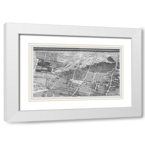 Paris 1739 Sectional map White Modern Wood Framed Art Print with Double Matting by Turgot, Michel-Etienne