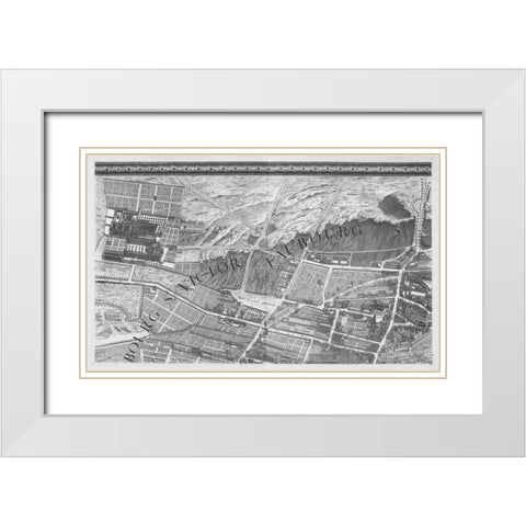 Paris 1739 Sectional map White Modern Wood Framed Art Print with Double Matting by Turgot, Michel-Etienne