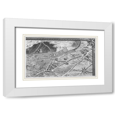 Paris 1739 Sectional map White Modern Wood Framed Art Print with Double Matting by Turgot, Michel-Etienne