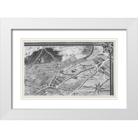 Paris 1739 Sectional map White Modern Wood Framed Art Print with Double Matting by Turgot, Michel-Etienne