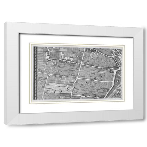 Paris 1739 Sectional map White Modern Wood Framed Art Print with Double Matting by Turgot, Michel-Etienne
