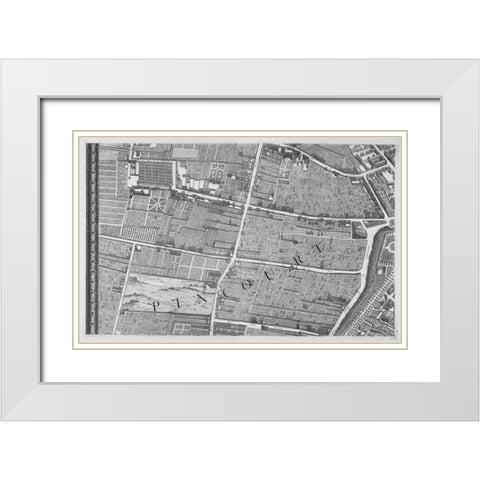 Paris 1739 Sectional map White Modern Wood Framed Art Print with Double Matting by Turgot, Michel-Etienne