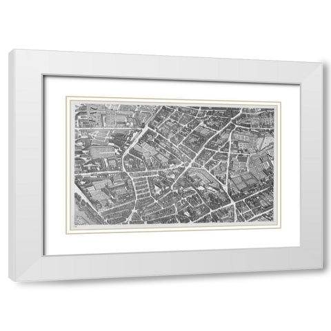 Paris 1739 Sectional map White Modern Wood Framed Art Print with Double Matting by Turgot, Michel-Etienne