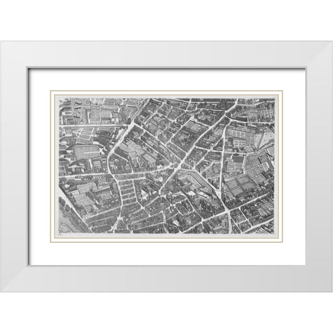 Paris 1739 Sectional map White Modern Wood Framed Art Print with Double Matting by Turgot, Michel-Etienne