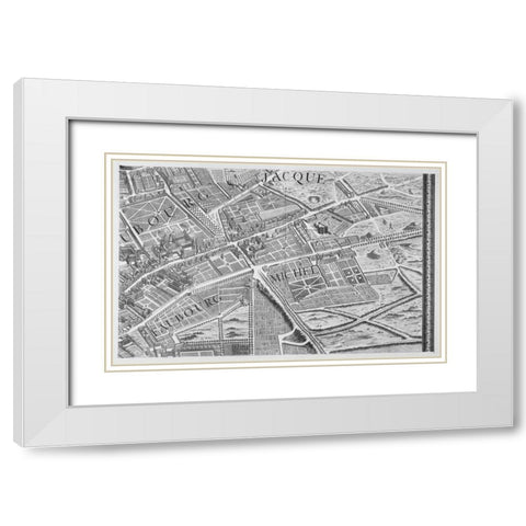 Paris 1739 Sectional map White Modern Wood Framed Art Print with Double Matting by Turgot, Michel-Etienne