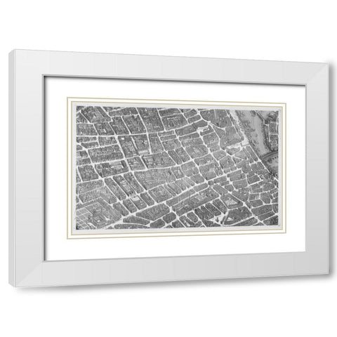 Paris 1739 Sectional map White Modern Wood Framed Art Print with Double Matting by Turgot, Michel-Etienne