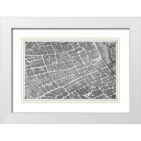 Paris 1739 Sectional map White Modern Wood Framed Art Print with Double Matting by Turgot, Michel-Etienne