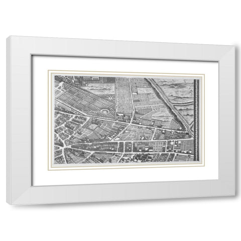 Paris 1739 Sectional map White Modern Wood Framed Art Print with Double Matting by Turgot, Michel-Etienne