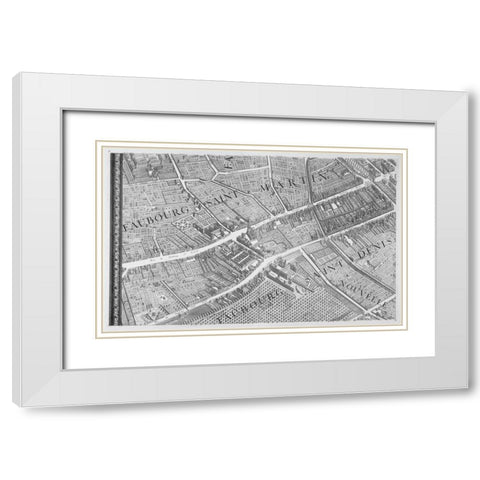 Paris 1739 Sectional map White Modern Wood Framed Art Print with Double Matting by Turgot, Michel-Etienne