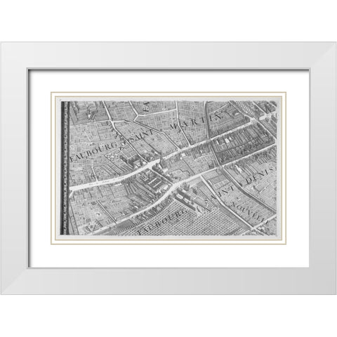 Paris 1739 Sectional map White Modern Wood Framed Art Print with Double Matting by Turgot, Michel-Etienne