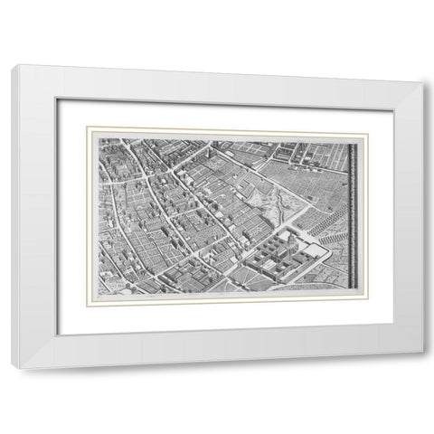 Paris 1739 Sectional map White Modern Wood Framed Art Print with Double Matting by Turgot, Michel-Etienne