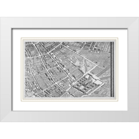 Paris 1739 Sectional map White Modern Wood Framed Art Print with Double Matting by Turgot, Michel-Etienne