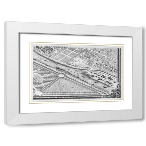 Paris 1739 Sectional map White Modern Wood Framed Art Print with Double Matting by Turgot, Michel-Etienne