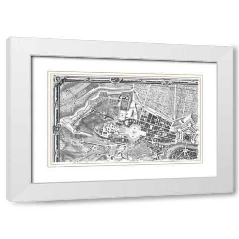 Rome Sectional Map White Modern Wood Framed Art Print with Double Matting by Nolli, Giovanni Battista