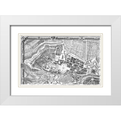 Rome Sectional Map White Modern Wood Framed Art Print with Double Matting by Nolli, Giovanni Battista