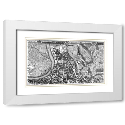 Rome Sectional Map White Modern Wood Framed Art Print with Double Matting by Nolli, Giovanni Battista
