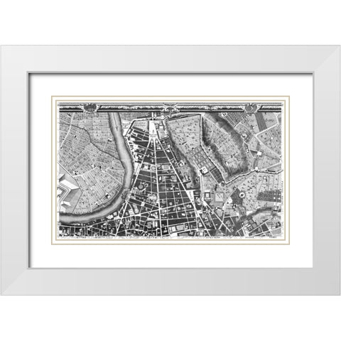 Rome Sectional Map White Modern Wood Framed Art Print with Double Matting by Nolli, Giovanni Battista