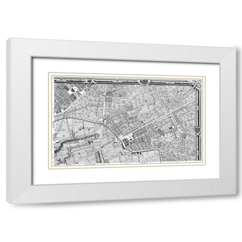 Rome Sectional Map White Modern Wood Framed Art Print with Double Matting by Nolli, Giovanni Battista