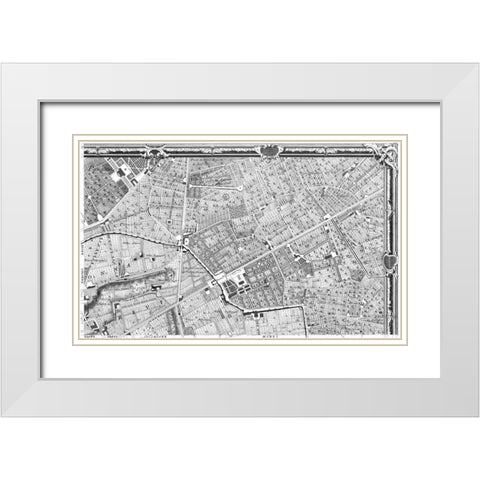 Rome Sectional Map White Modern Wood Framed Art Print with Double Matting by Nolli, Giovanni Battista