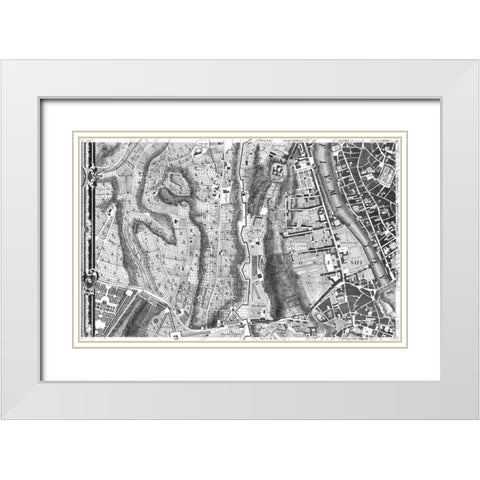 Rome Sectional Map White Modern Wood Framed Art Print with Double Matting by Nolli, Giovanni Battista
